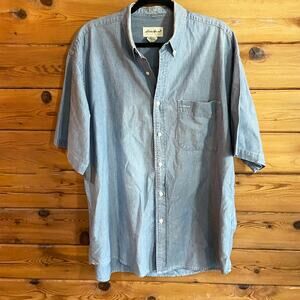 Eddie Bauer Mens Large Faded Chambray Collared Shirt Blue